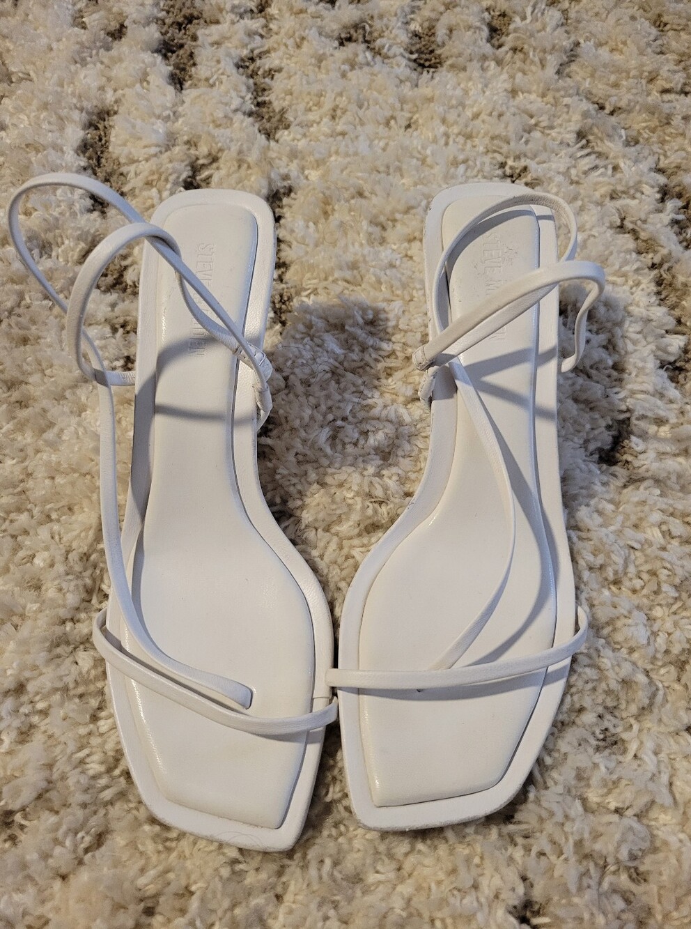 Steve Madden White Square Toe Strappy Sandals